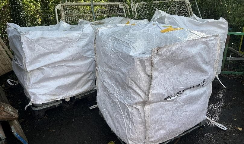 Three sealed one-tonne bags containing all the waste from the project