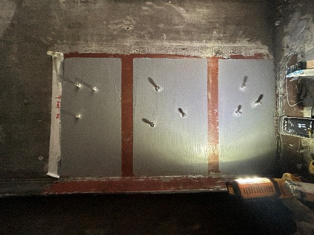 Trial patches of steelwork stripped back during the feasibility trial